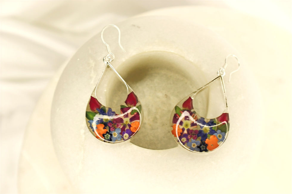 Thumbnail: Caro Teardrop Multi-Flower Earrings