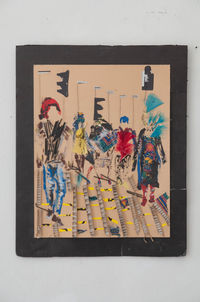 ציור של אנשים חוצים מעבר חצייה ורמזור על נייר חום AMORE.