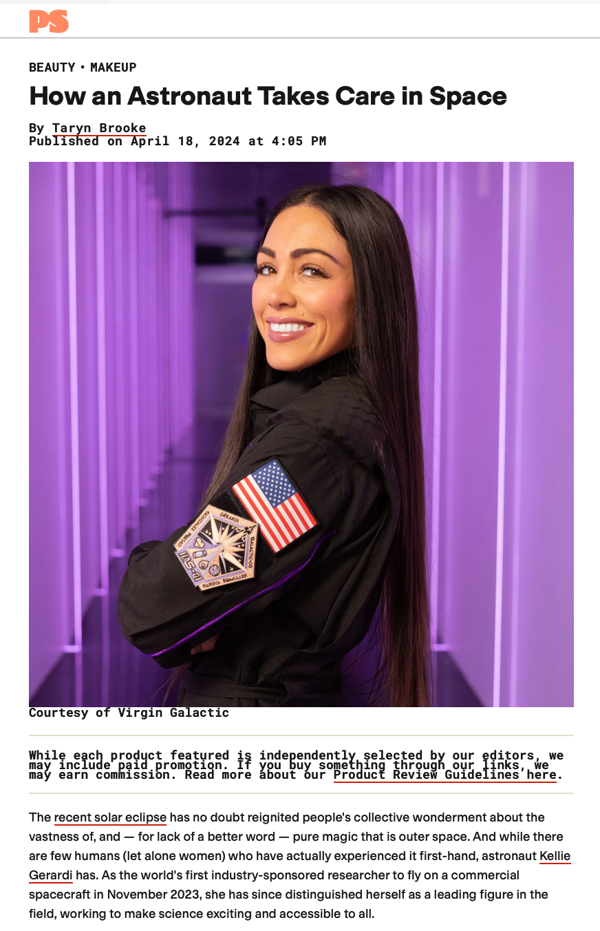 Astronaut Kellie Gerardi in PopSugar