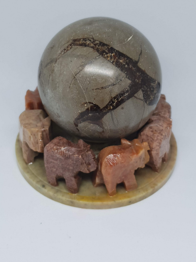 Thumbnail: Soapstone Hand Carved Elephant Incense/Sphere holder/Display piece