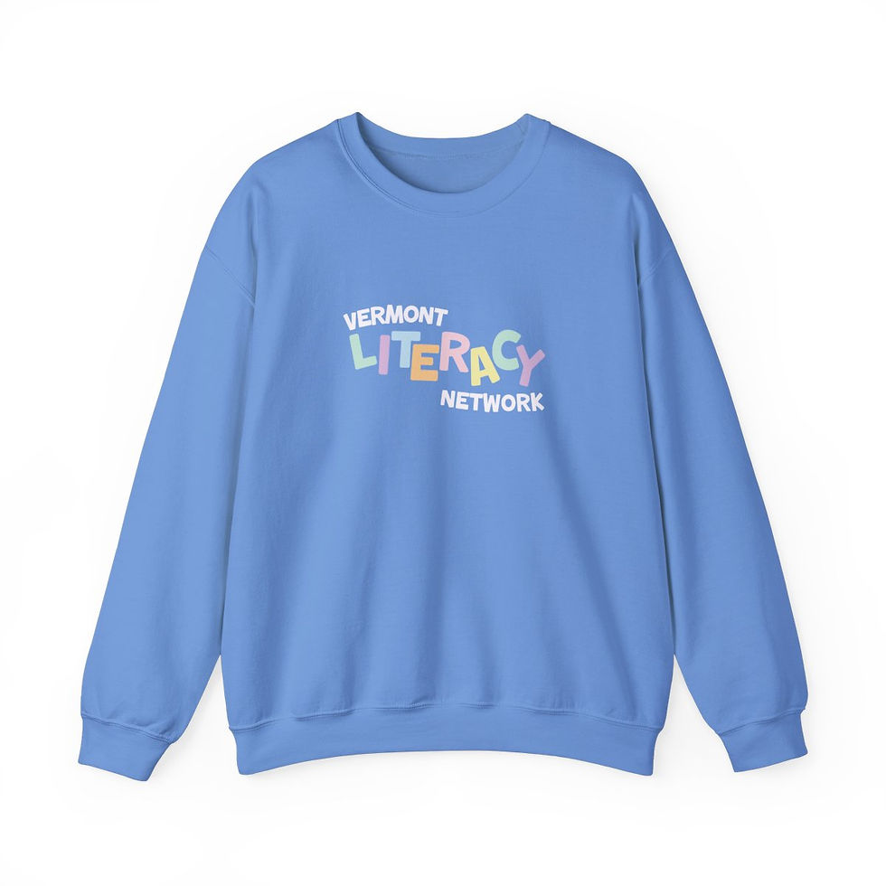 Vermont Literacy Network | White & Colorful | Adult Crewneck Sweatshirt