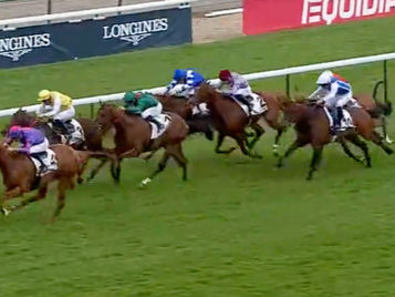 Runners in the Prix Hocquart at Paris Longchamp