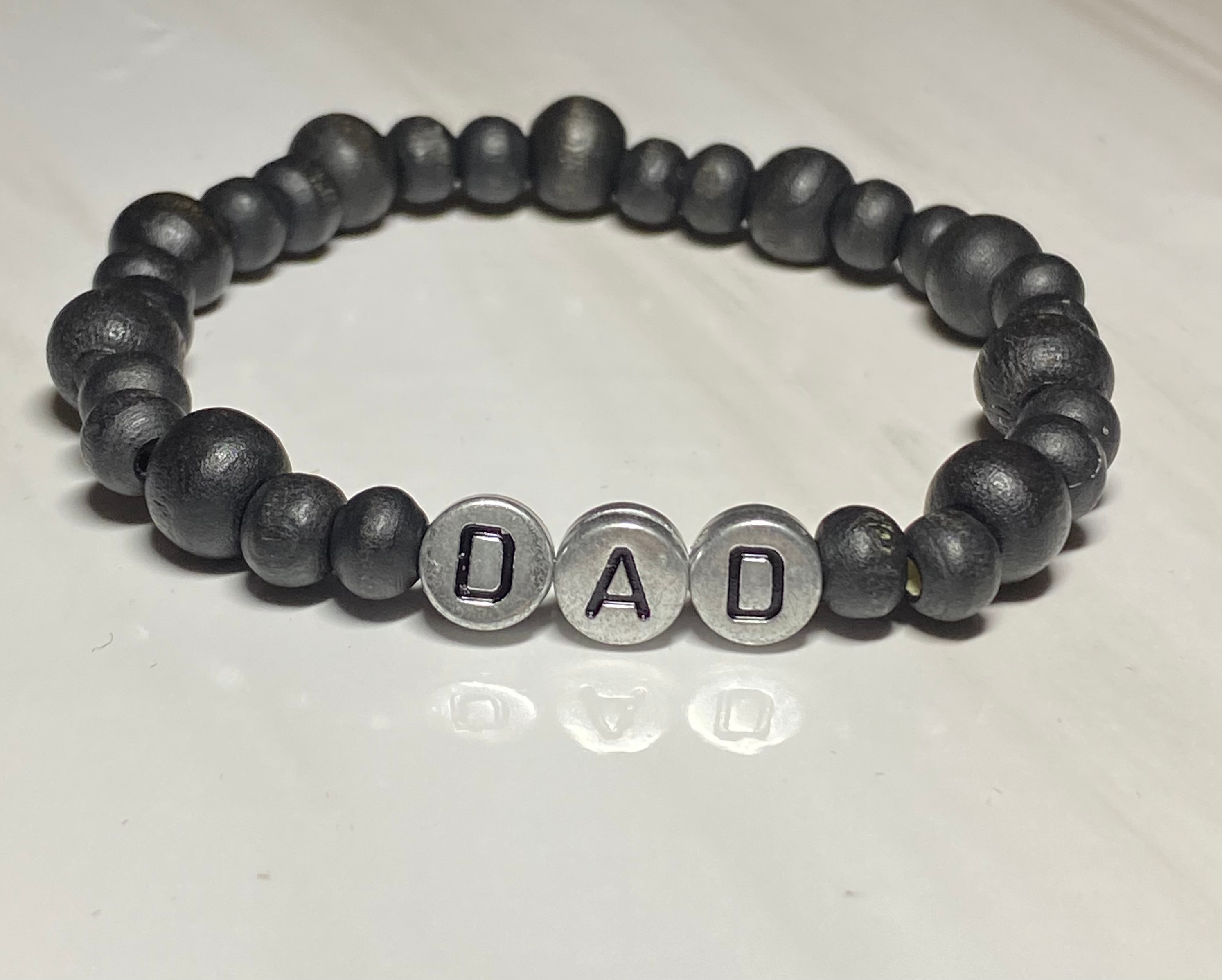 Personalized Dad brown beaded mens bracelet 