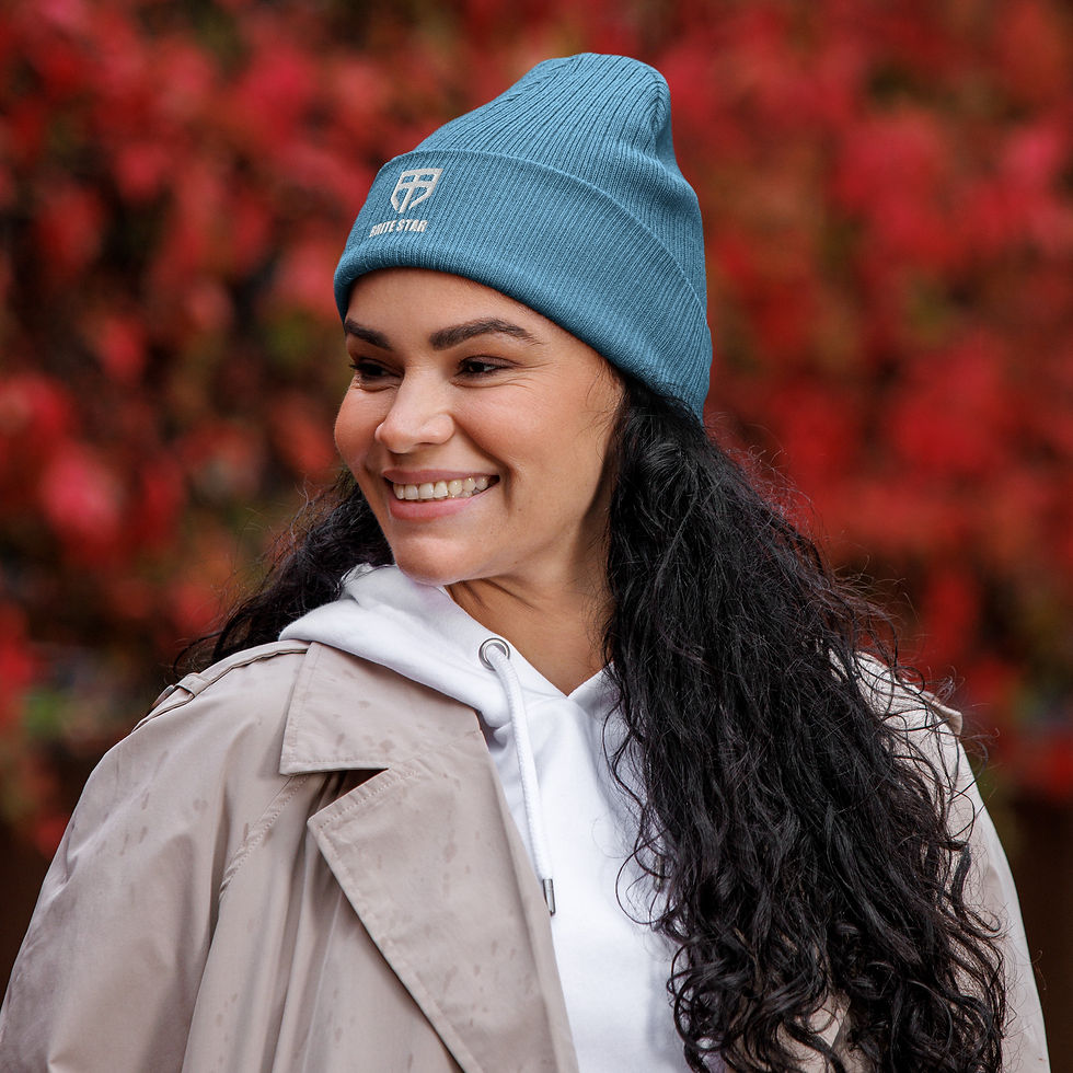 Thumbnail: Organic ribbed beanie "Brite Star Faith"