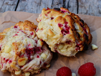 Raspberry white chocolate scones until I don't feel like it anymore