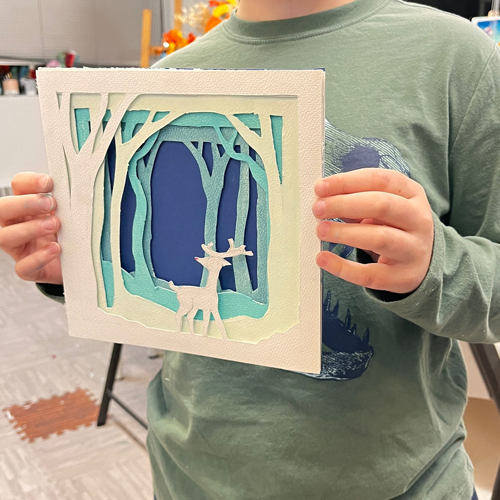 Thumbnail: A child hold in hands 3d picture made from layers of paper