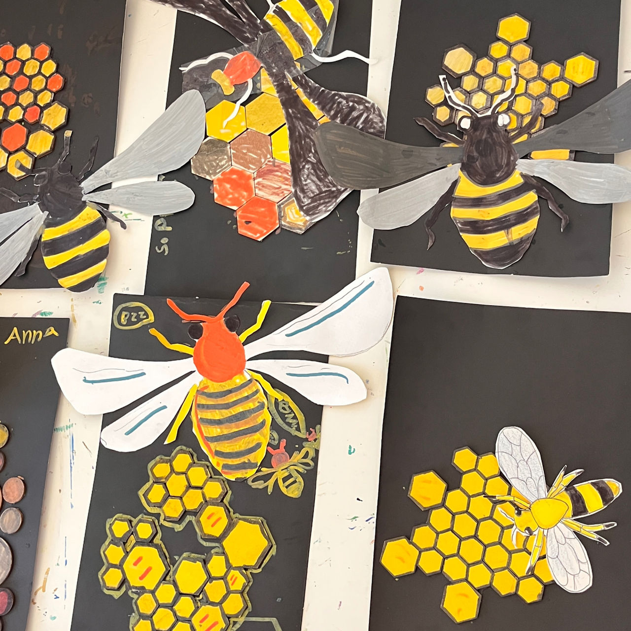 Bee hive paper art composition