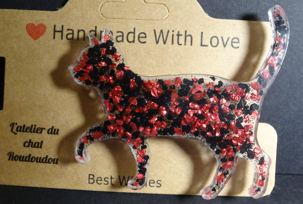 Miniature : Broche chat (Bleu/vert ou Rose/violet)
