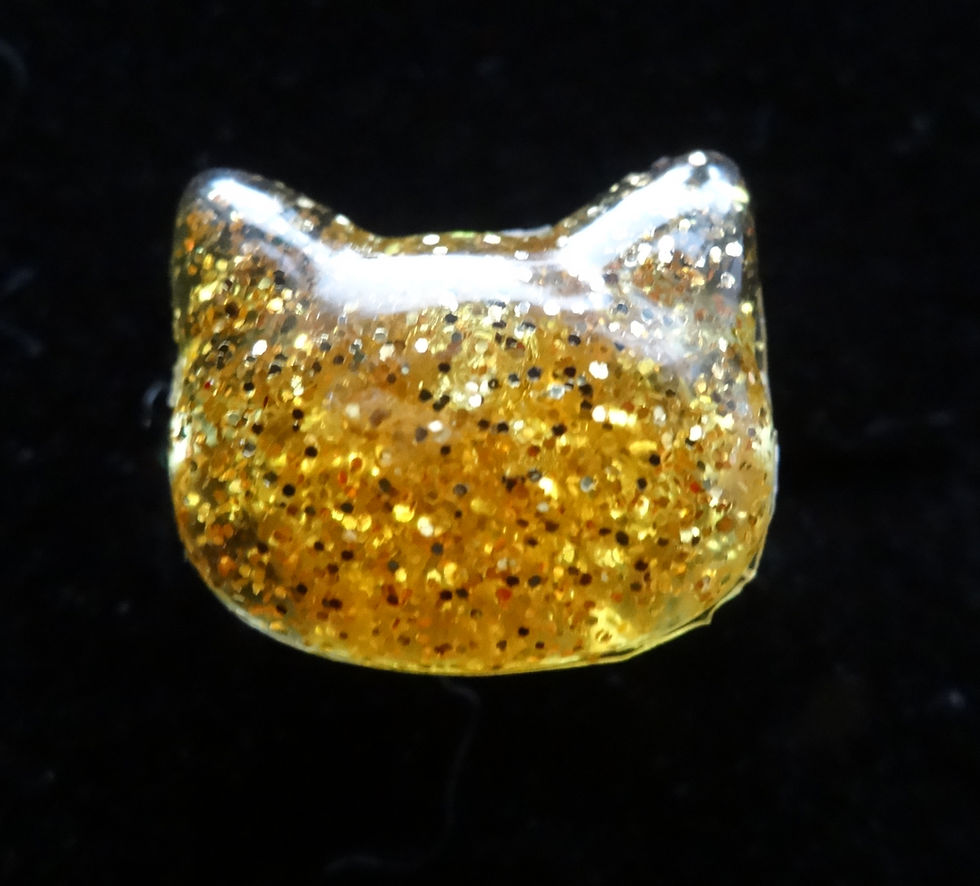 Miniature : Bague fine réglable, tête de chat pailletée.