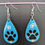 Miniature : Boucles d'oreilles goutte en bois peinte, patte de chat.