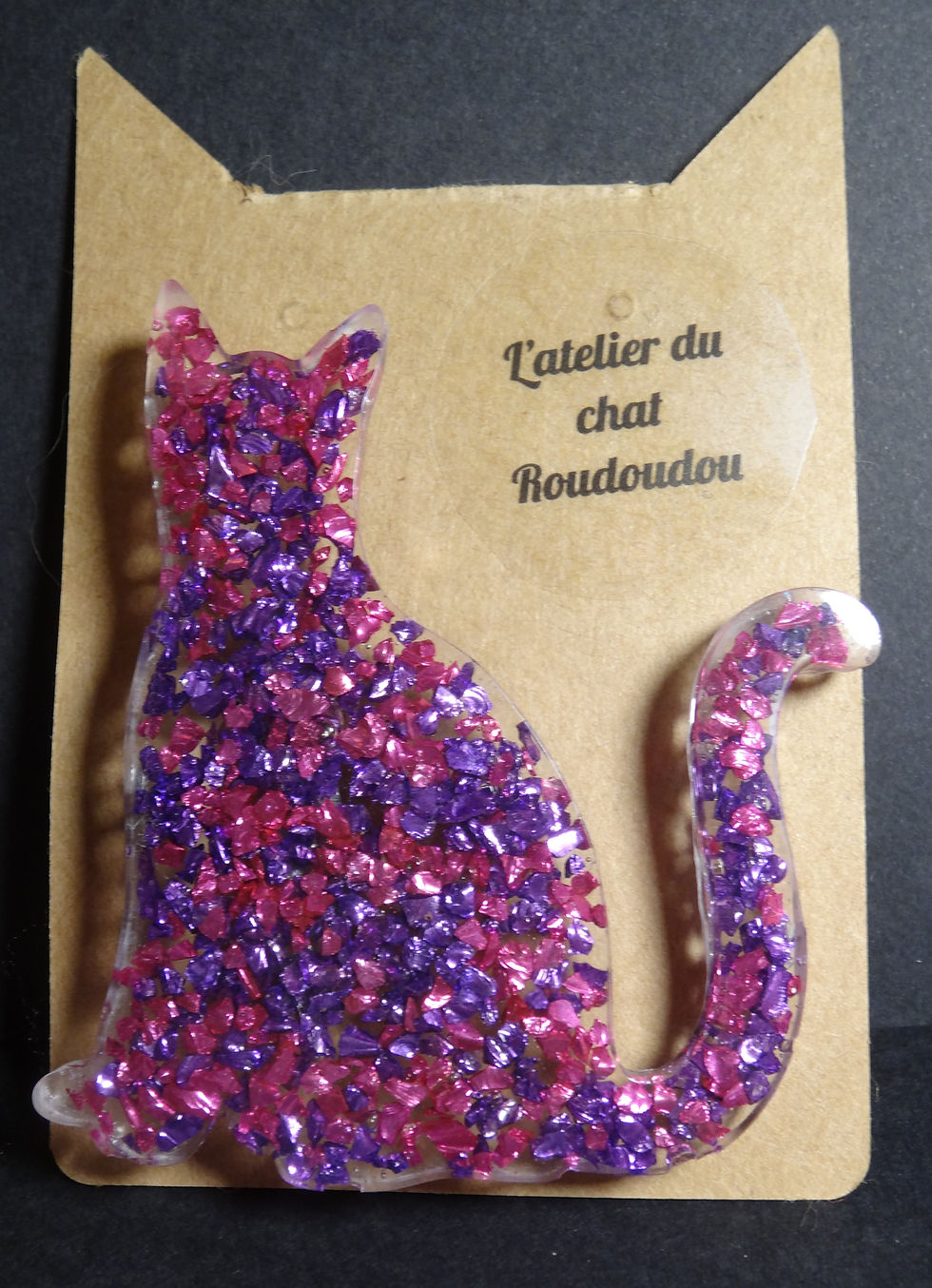 Miniature : Broche chat (Bleu/vert ou Rose/violet)