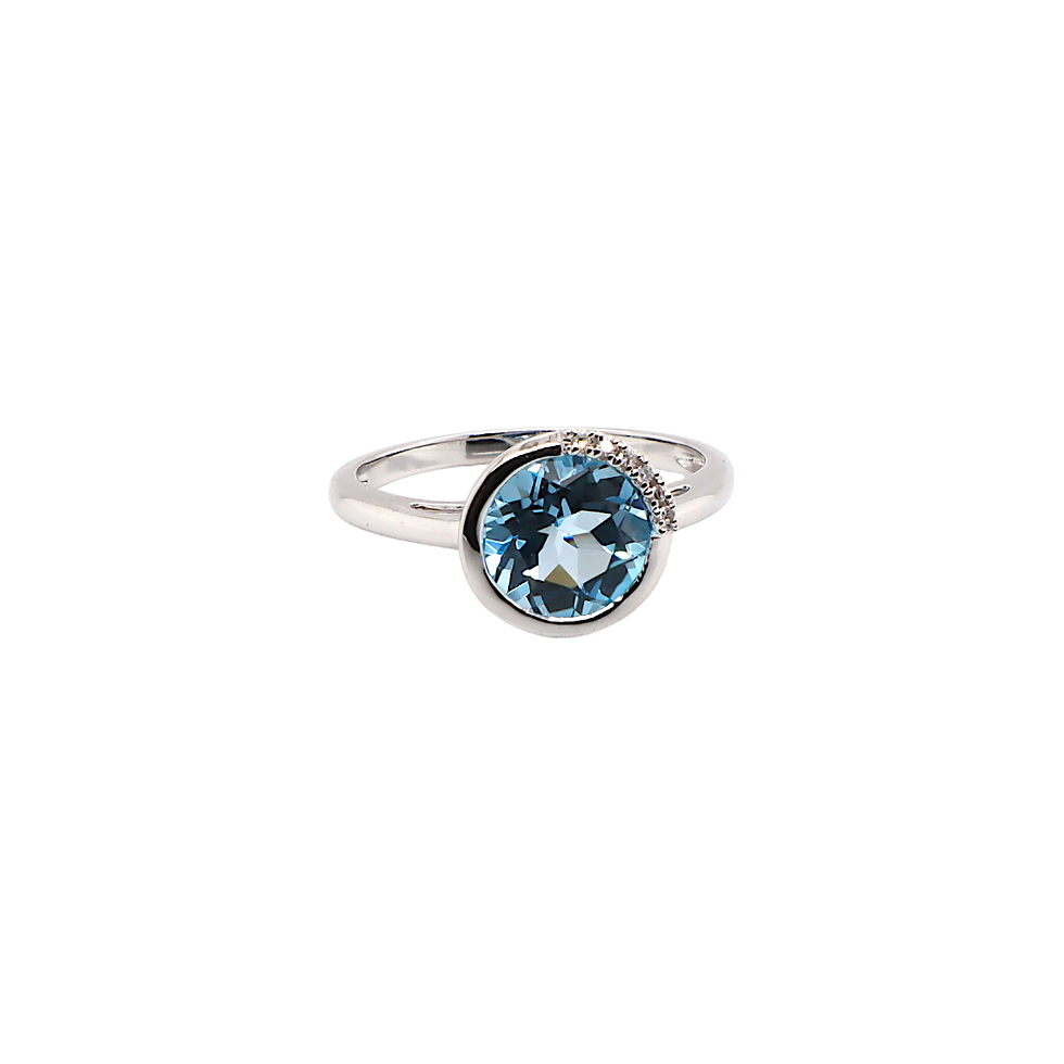Blue Topaz and Diamond on white gold 18 ct ring
