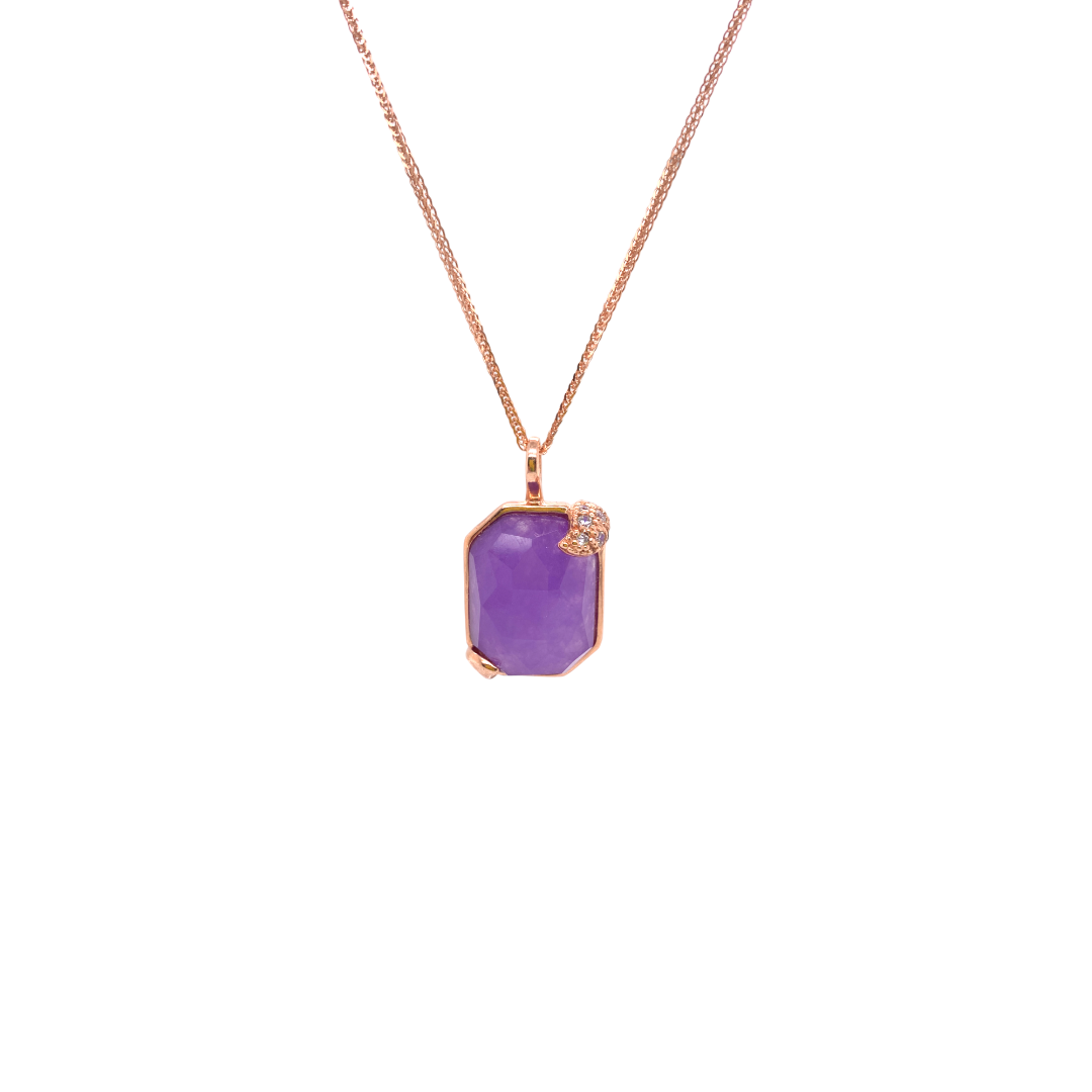 Amethyst on Rose Gold Plated Sterling Silver 925 pendant.