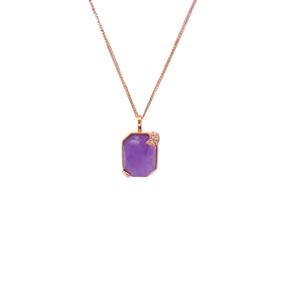 Amethyst on Rose Gold Plated Sterling Silver 925 pendant.