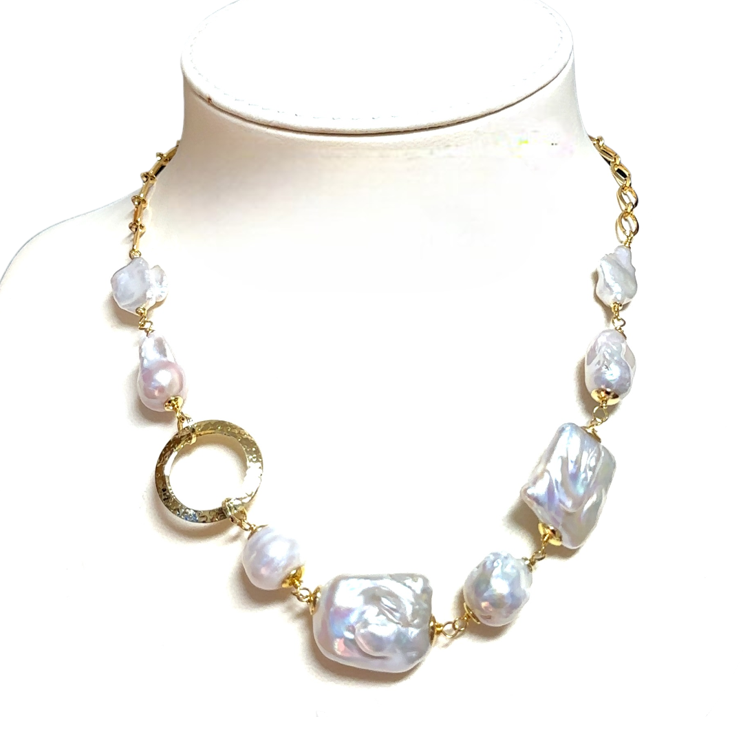 Freshwater Pearls on Yellow Gold Plated Sterling Silver 925 Collier