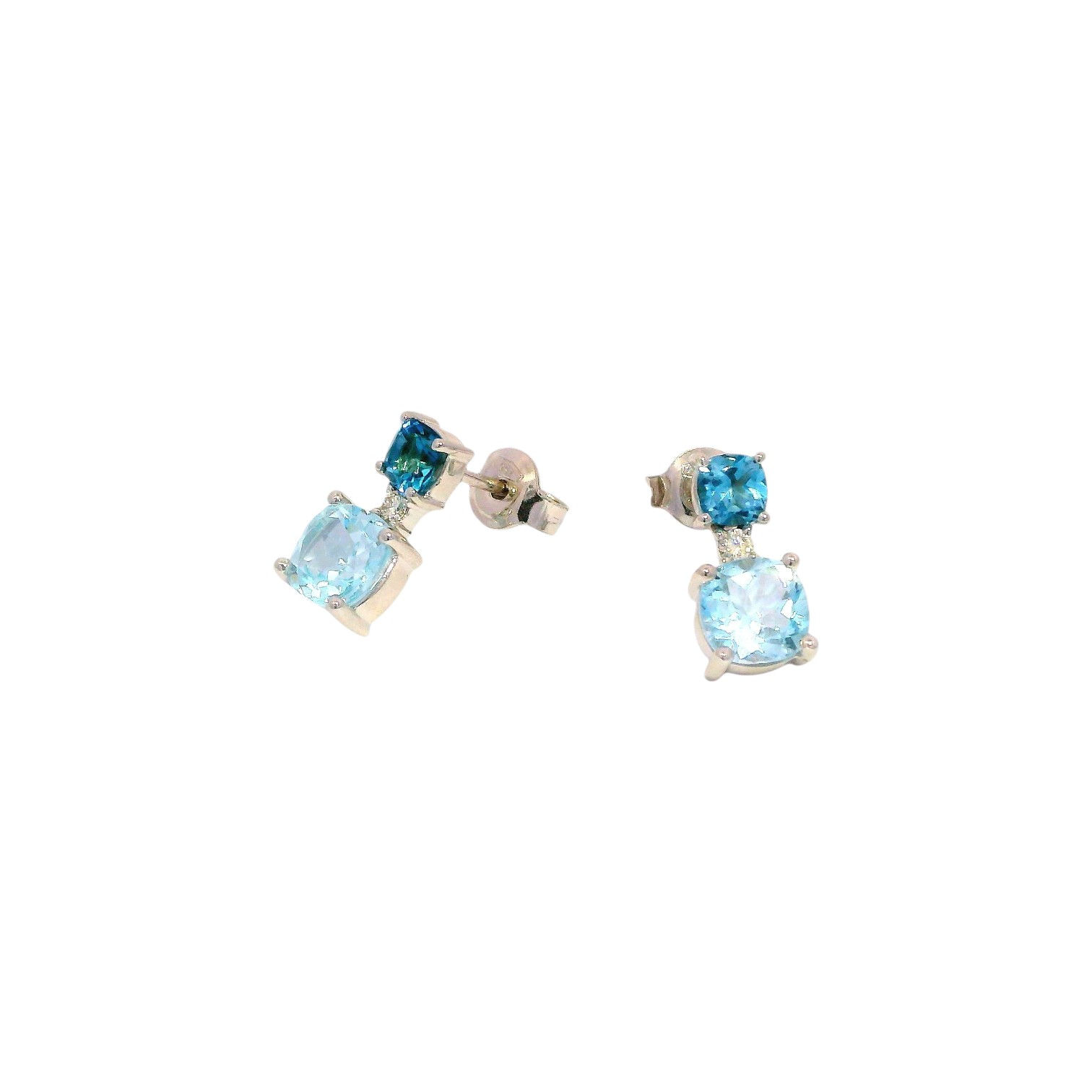 Diamonds & Blue Topaz Earrings