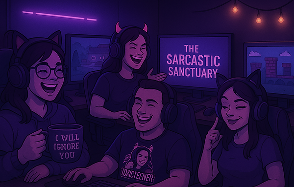 Image of people laughing while gaming