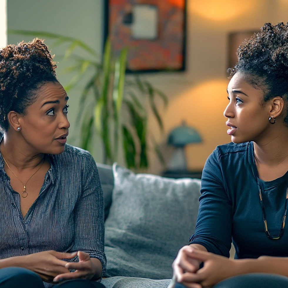 A mom and daughter talking