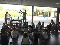 Démonstration du filet manta et filet fermant devant des scolaires lors de l'escale de l'expédition SEA Plastics 2019 au port de Cogolin