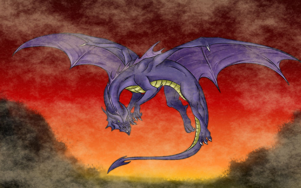 Tapeta "Smok w zachodzie słońca"