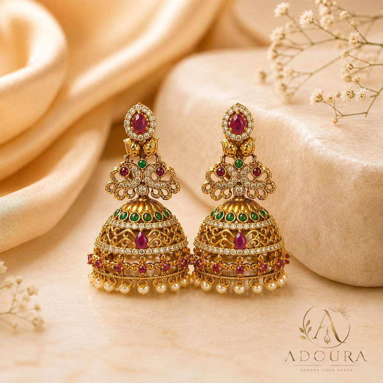 Rajwada Emerald Jhumka