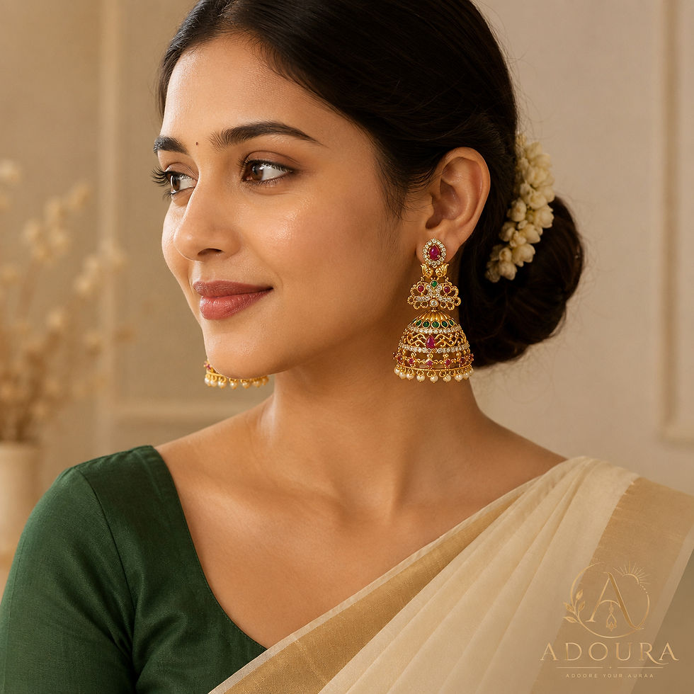 Thumbnail: Rajwada Emerald Jhumka