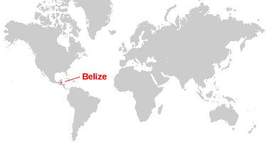 map of the world showing where Belize is