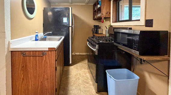 Here's one of the cabin kitchens here at Sportsman Campground and Cottages.
