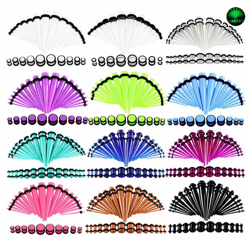 Kits Mixed Color Ear Flesh Tunnel Expansion Body Piercing Jewelry 14g-00g