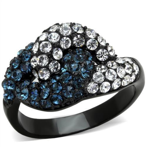 TK1833 IP Black(Ion Stainless Steel Ring With Top Grade Crystal in Montana