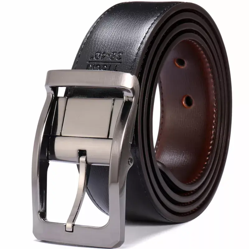 Thumbnail: 1Pcs Men's  Reversible Belt Rotated Buckle Two in One Big and Tall
