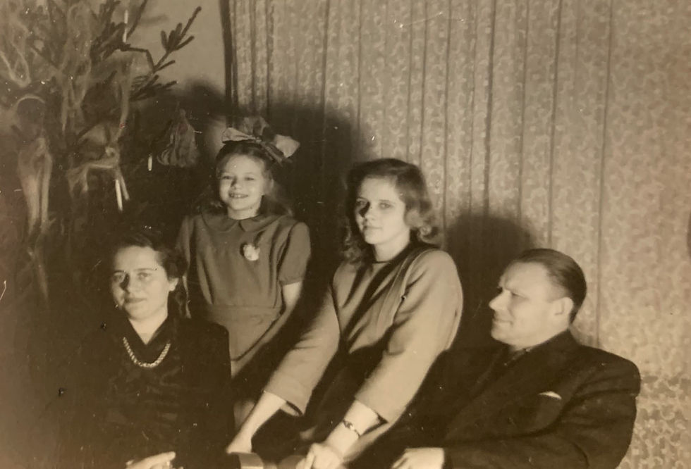 Family's first Christmas in their Stockholm apartment.