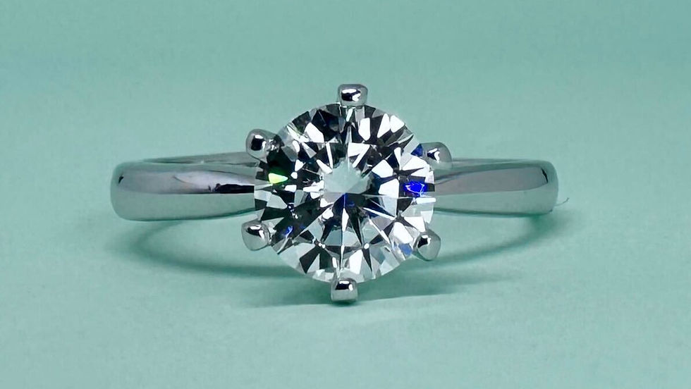 Close-up view of a sparkling moissanite gemstone in a ring setting