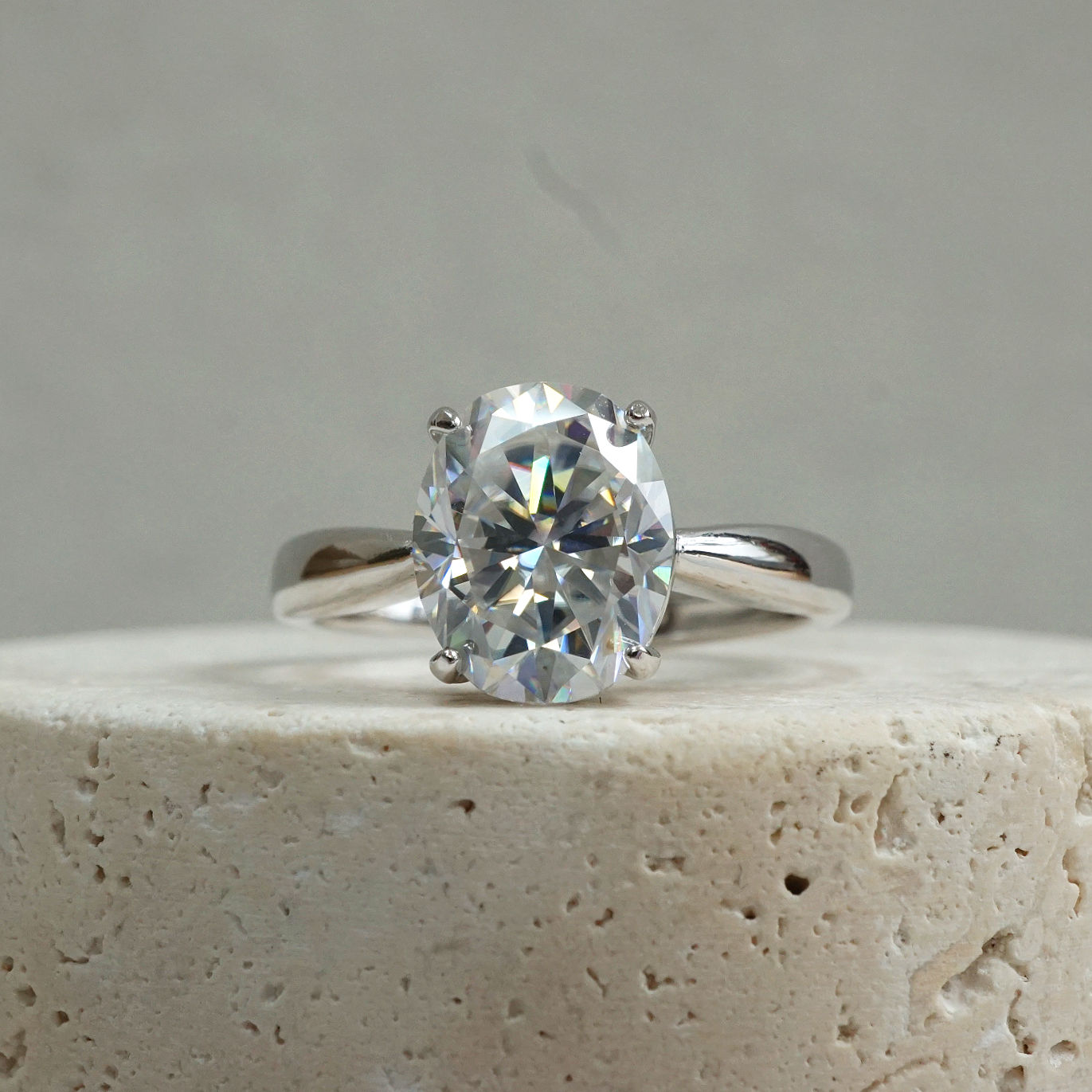 3ct oval cut adjustable size placeholder engagement ring in silver