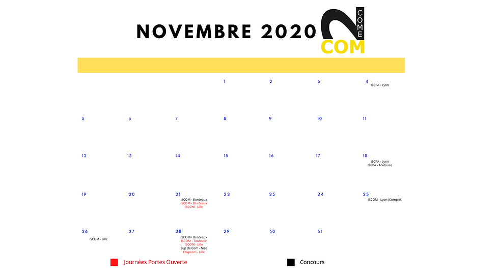 Calendrier Novembre 2020
