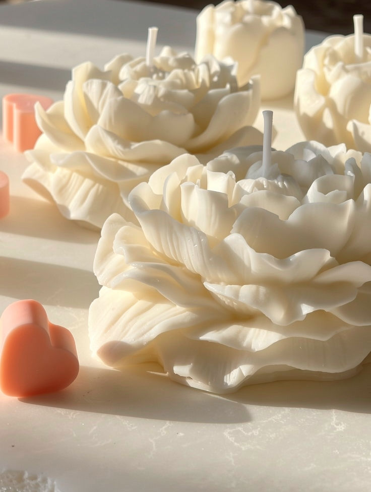 Thumbnail: Selemo British Rose Peony Flower Candle | Handmade Scented Soy Wax Candle