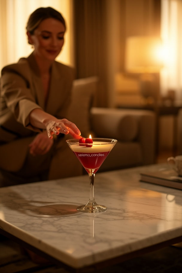 Thumbnail: SELEMO Raspberry Melt Martini Luxury Scented Candle for Home Décor & Gift