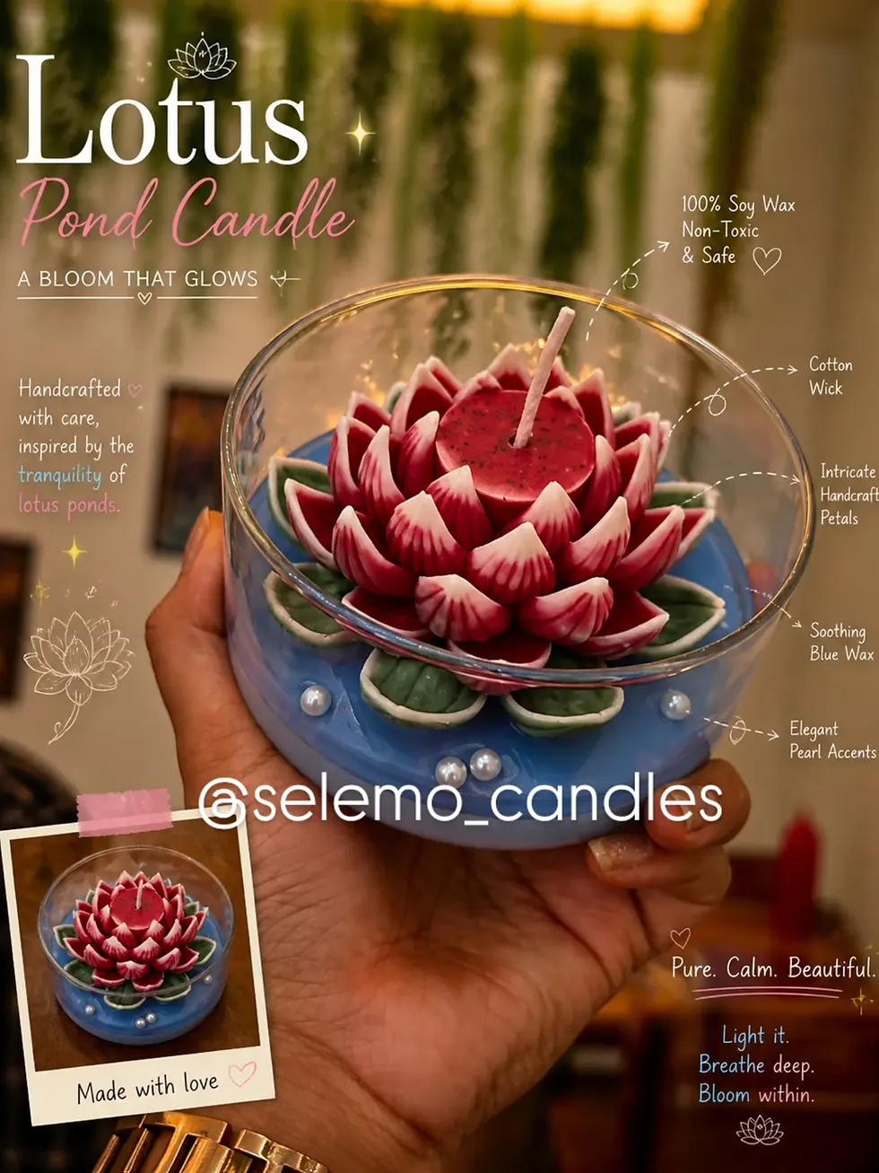 Thumbnail: Selemo Lotus Pond Scented Candle | Handmade Floating Lotus Candle Soy wax Candle