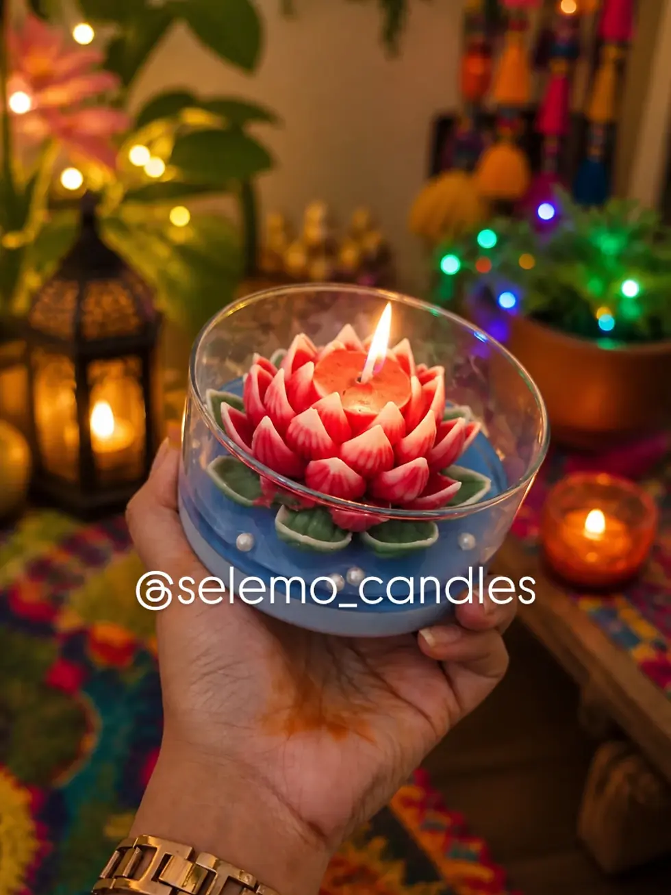 Thumbnail: Selemo Lotus Pond Scented Candle | Handmade Floating Lotus Candle Soy wax Candle