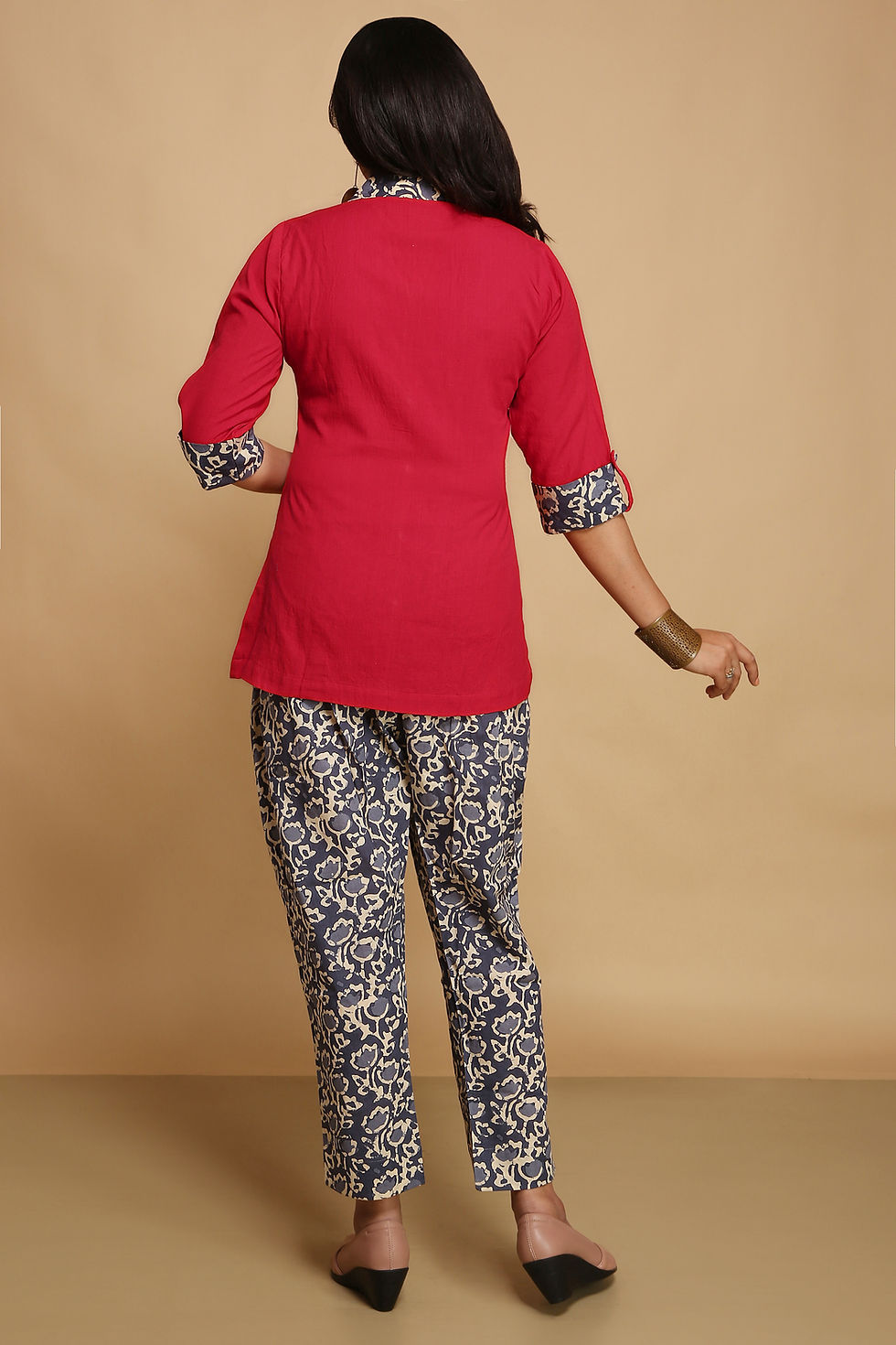 Thumbnail: Slab Khadi Coord Set in Red & Blue