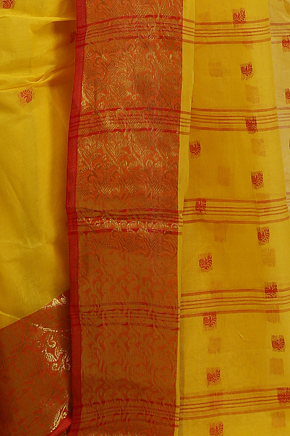 Thumbnail: Woven Tant Pure Cotton Saree with Starch  (Yellow)