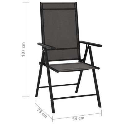Miniature : Lot de 6 chaises de jardin pliables,  Textilène Noir.