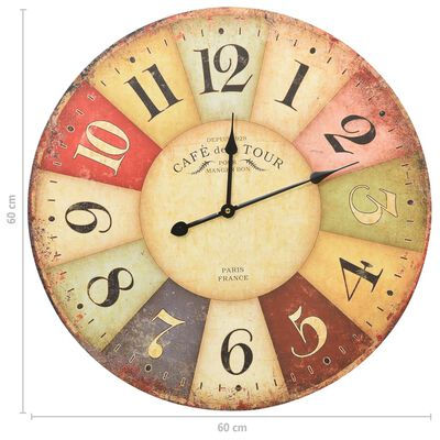 Miniature : Horloge murale, vintage, colorée, 60 cm.