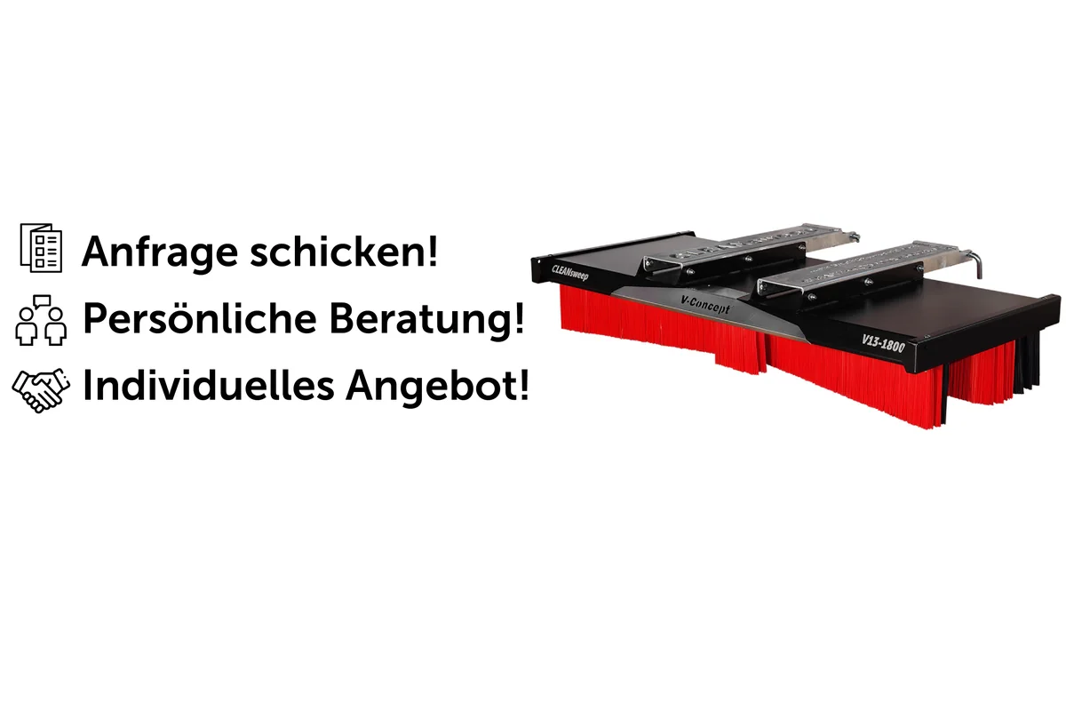 CLEANsweep V-Concept Kehrbesen im Vergleich zur rotierenden Kehrmaschine – Grafik
