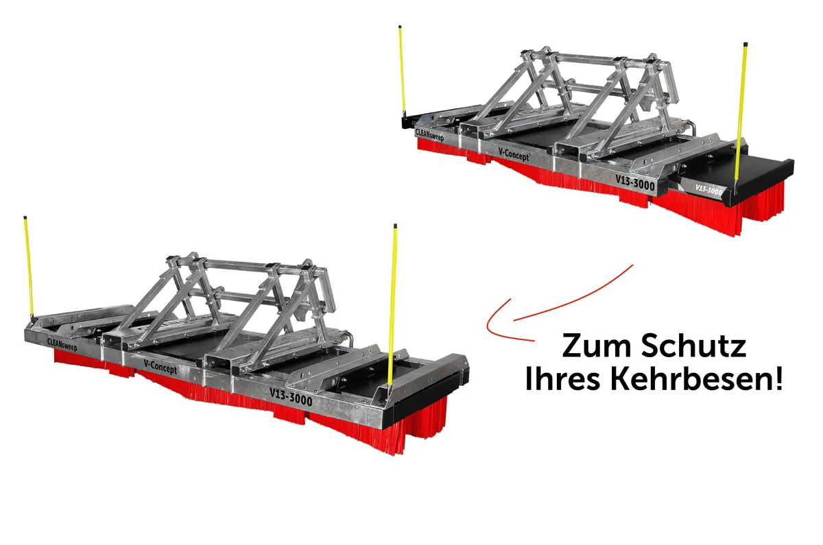 CLEANsweep V-Concept Kehrbesen im Vergleich zur rotierenden Kehrmaschine – Grafik