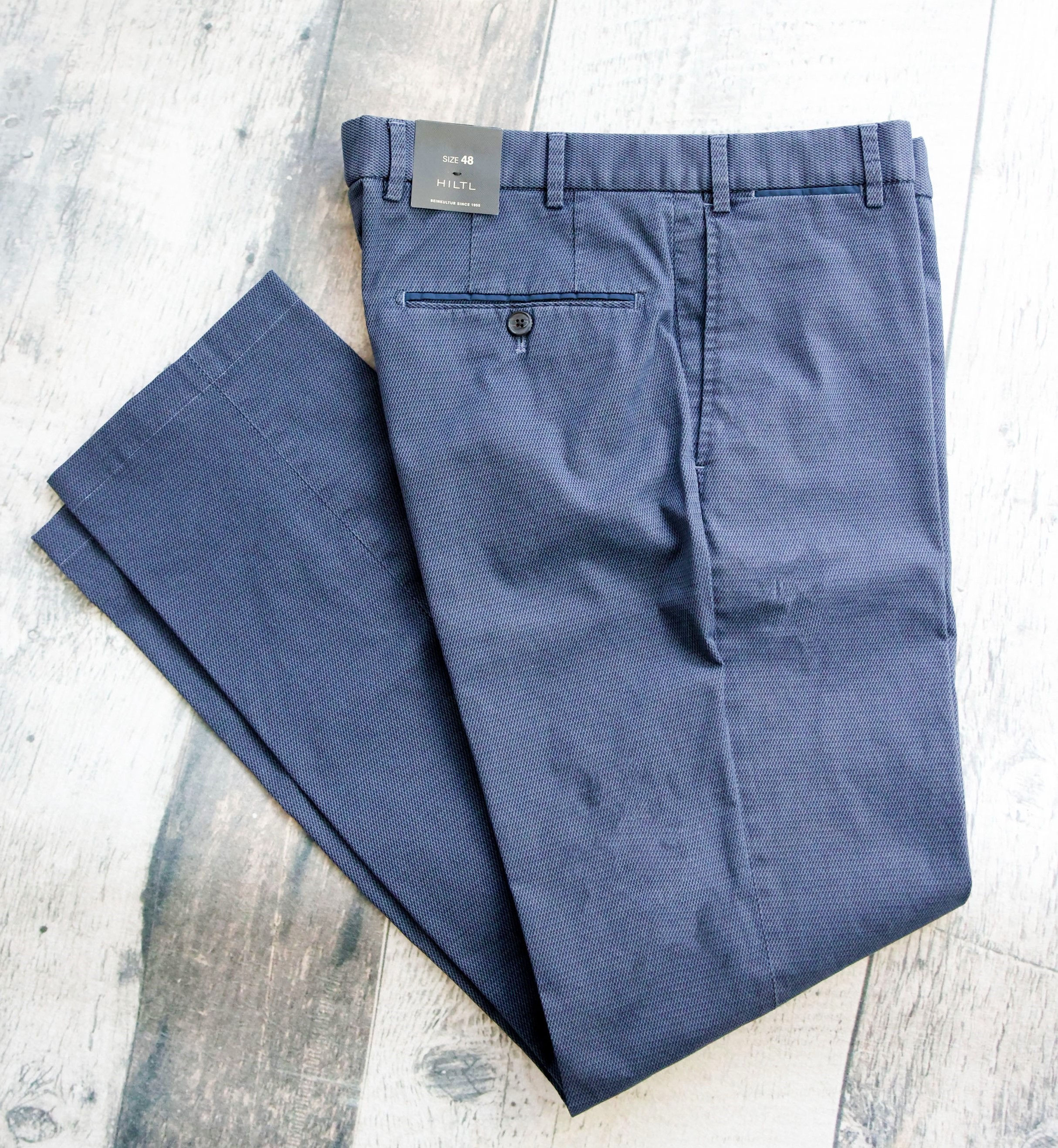 HILTL Trim Fit Stretch Cotton Trouser- Peaker - Slim