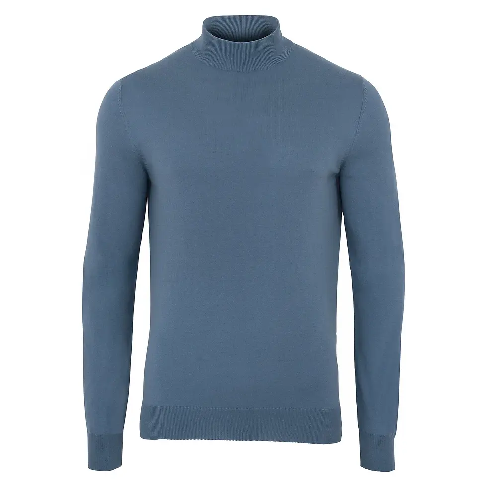 Men's 100% Ultra Fine Cotton Mock Turtle Neck in Slate