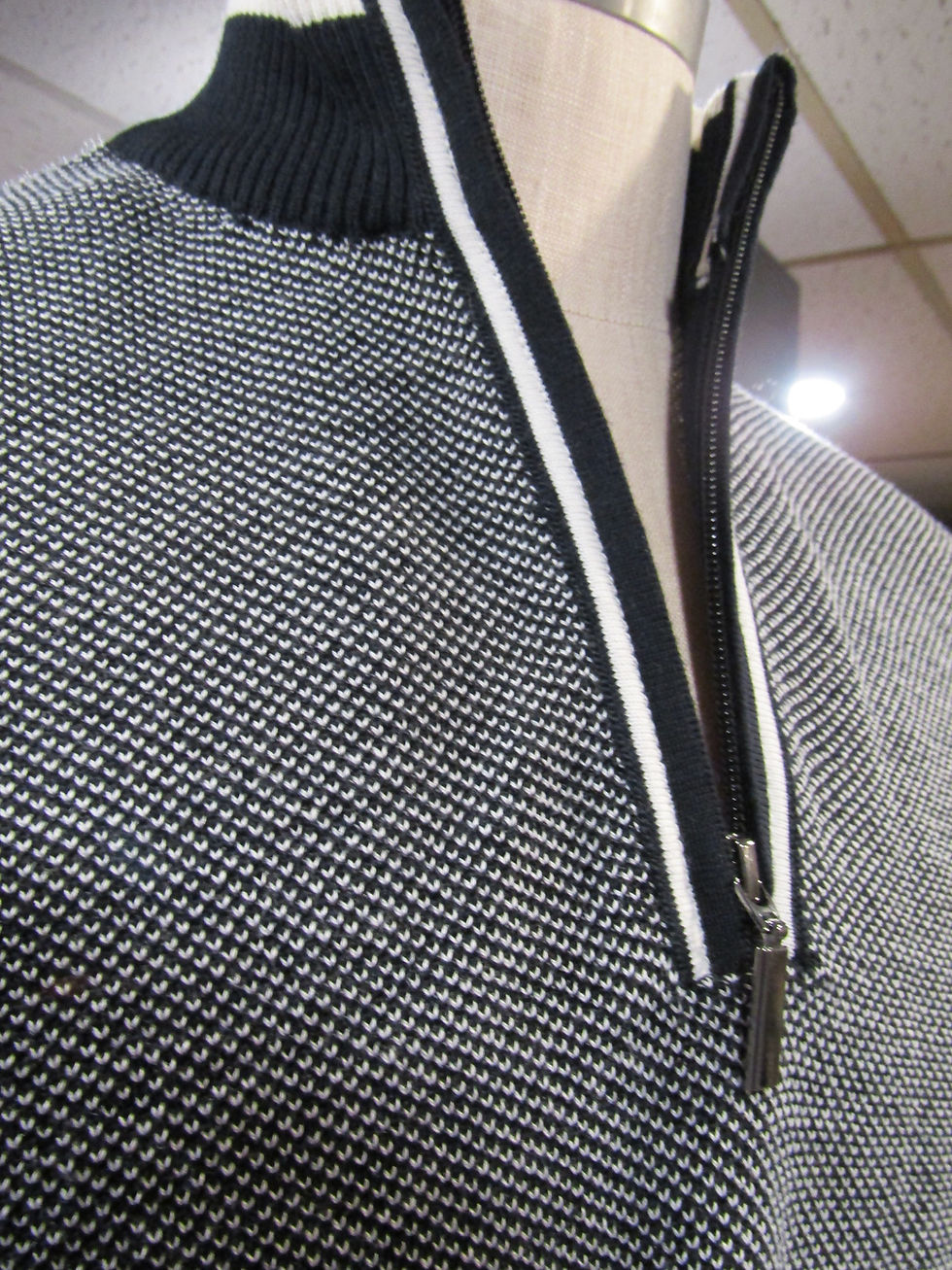 Navy and White Birds Eye 1/4 zip sweater in