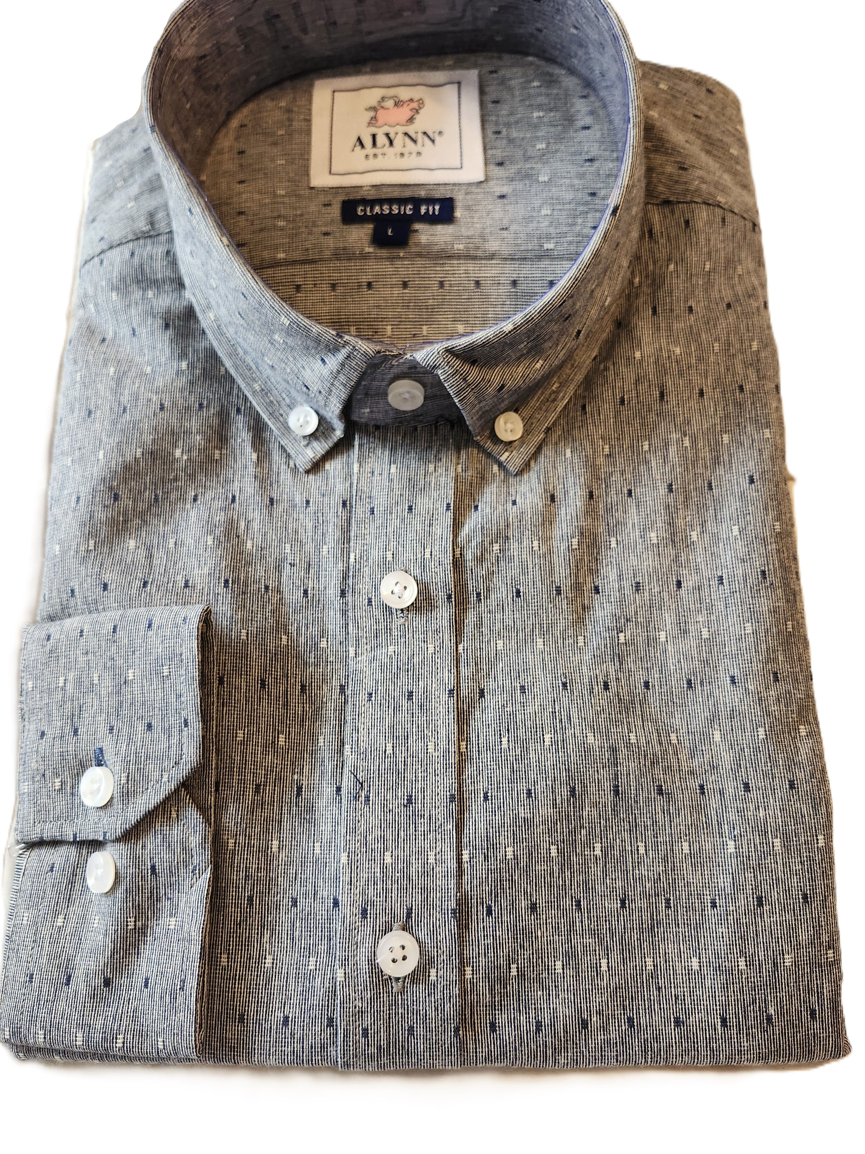 Navy  / Gray Mason Casual Button down Shirt by Alynn