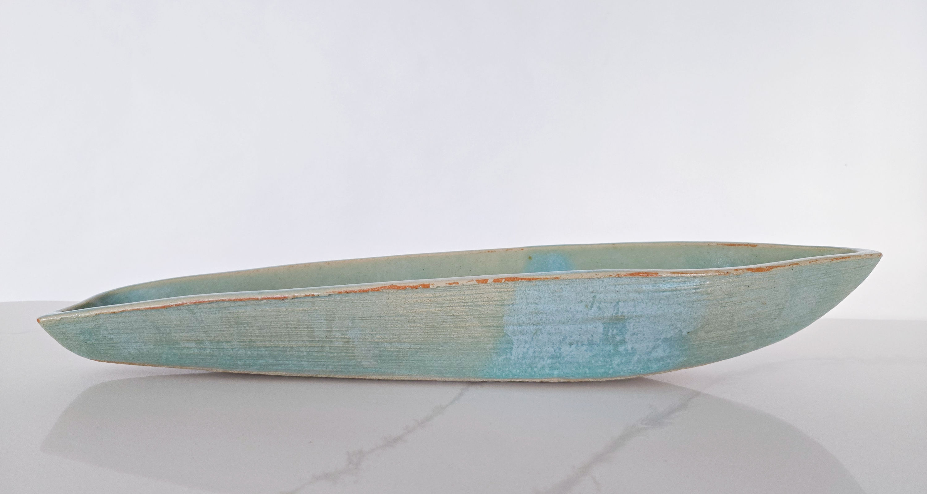 Celadon and Seafoam, Stoneware Boat (Lrg, decorative)